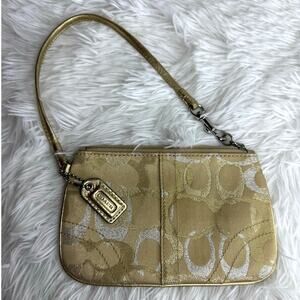 COACH Gold Silver Signature Wristlet
